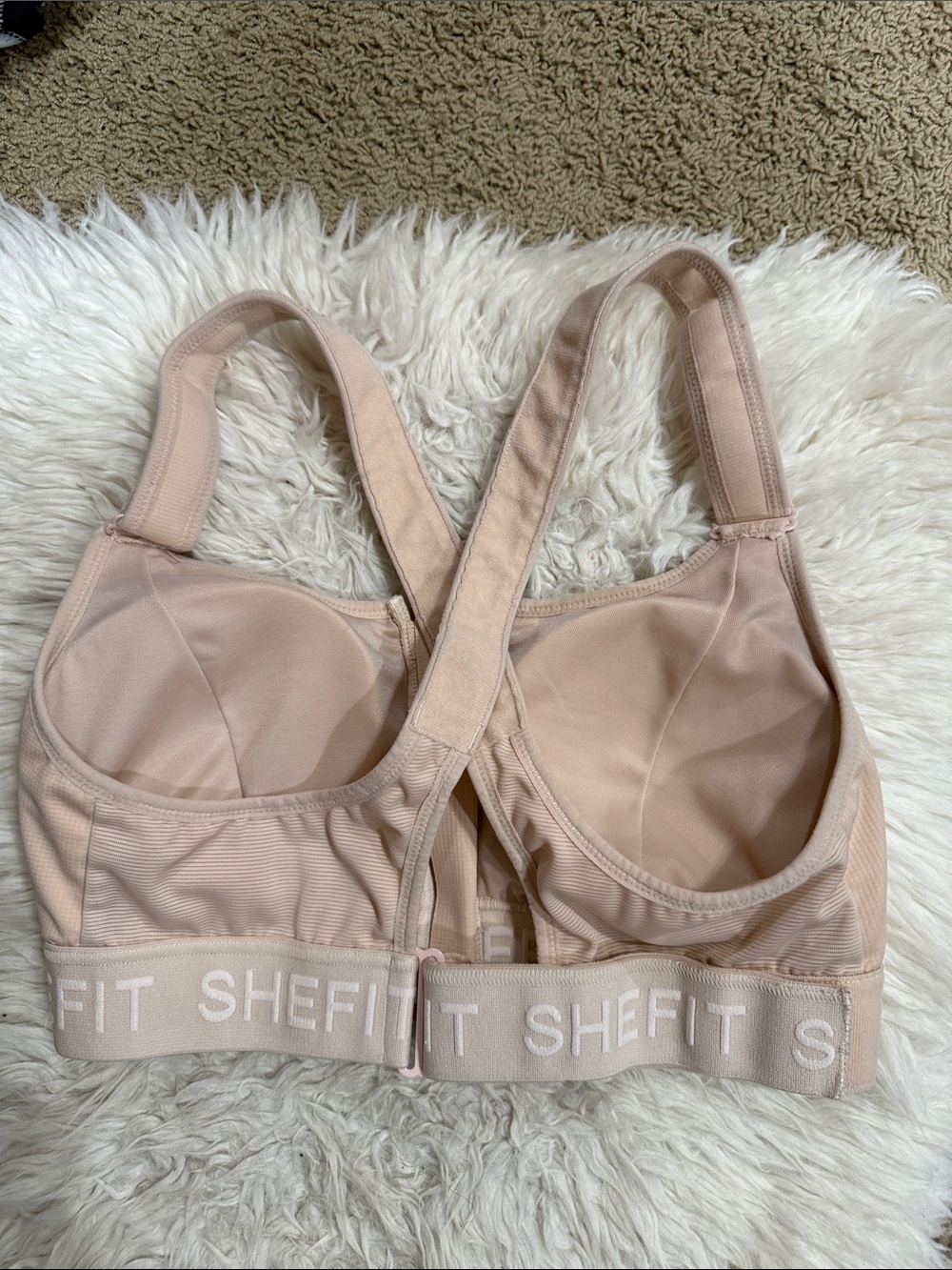 SHEFIT Ultimate High Impact Sports Bra Front Zip Adjustable Nude Beige 1Luxe - Picture 4 of 7
